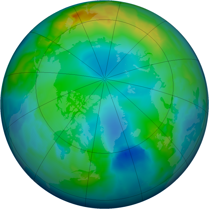 Arctic ozone map for 26 November 2012